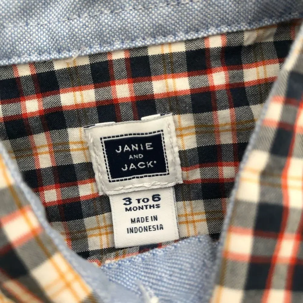 Janie and Jack long sleeve plaid shirt red blue yellow